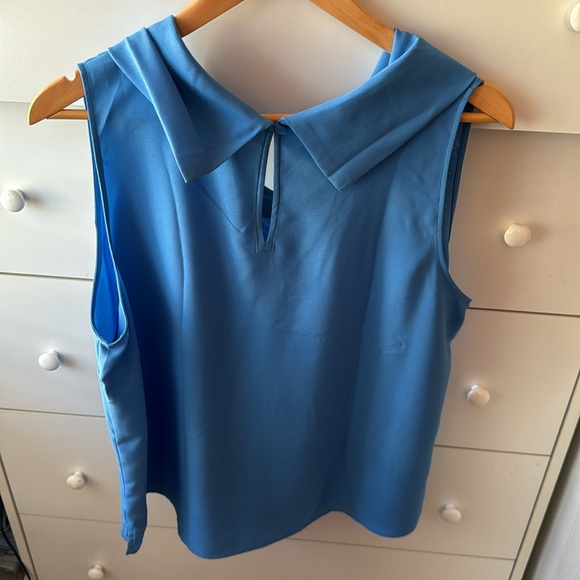 NWOT ANN TAYLOR BLUE COWL NECK TANK BLOUSE - Picture 3 of 3